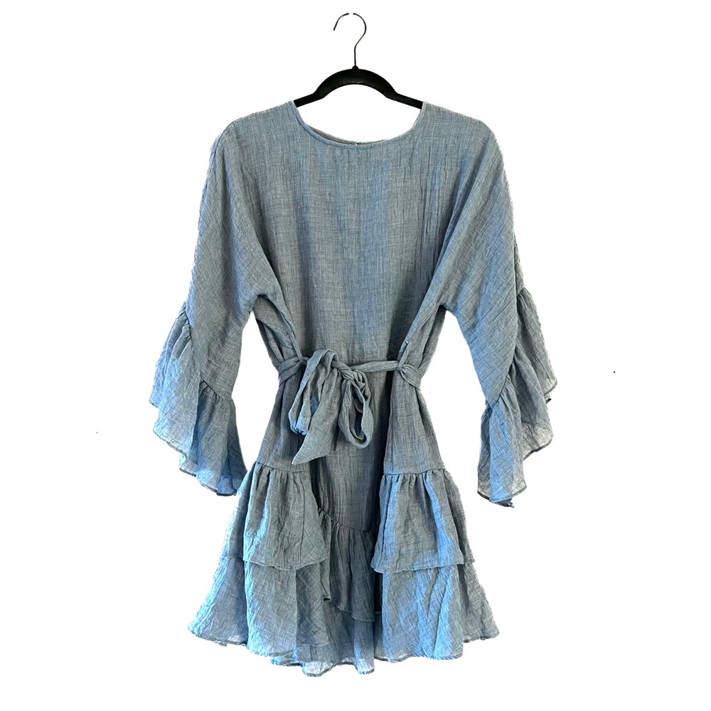 Selfie Leslie - Women’s Wilshire Tiered Ruffle Hem Dress (Denim Blue, AU 10/M)